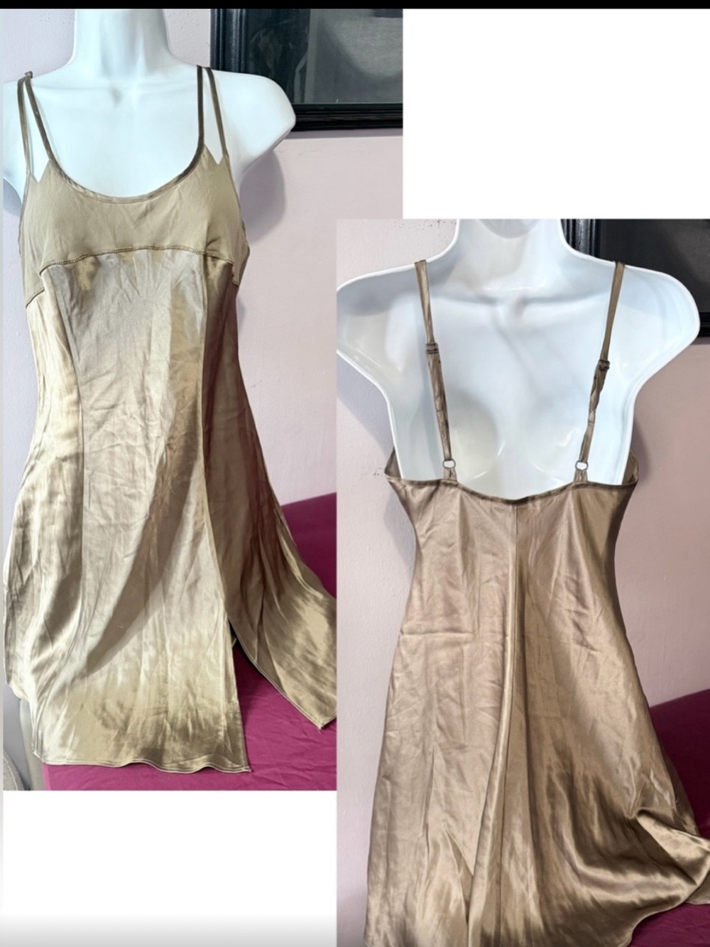 VINTAGE Victoria's Secret 100% SILK Slip Dress in Champagne